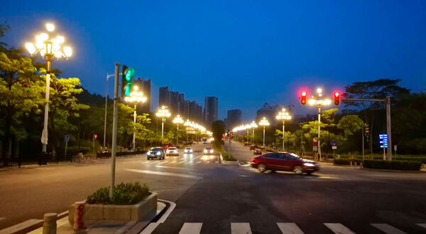 Smart LED street lights in Guangzhou, China.